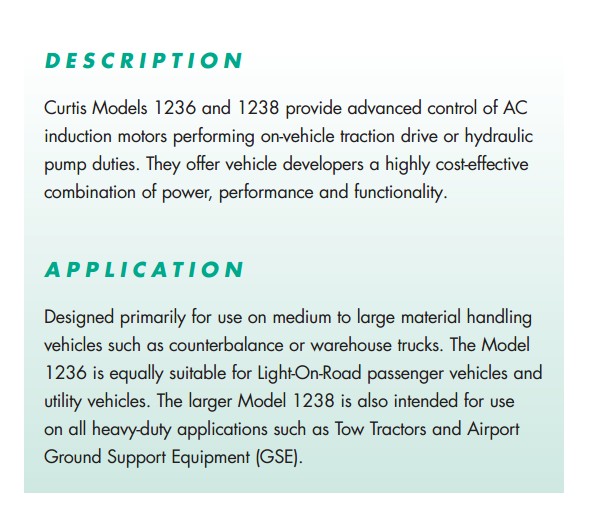 Original Curtis 1236-6301 48/80V 300A AC Motor Controller For Electric forklift Golf cart